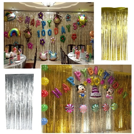 Blue Event /& Party Supplies Decoration 3 ft x 8 ft DIY Tassel Garland Banner for Wedding Baby Shower MerryNine 5 Pack Metallic Foil Fringe Curtain
